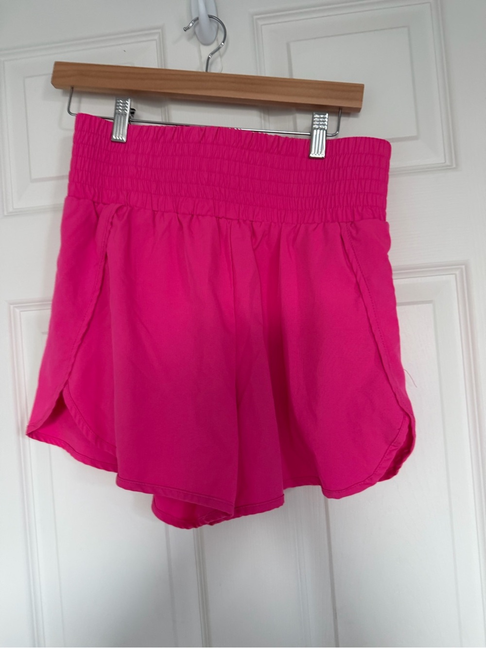 Bright Hot Pink Athletic Shorts with Smocked Waist